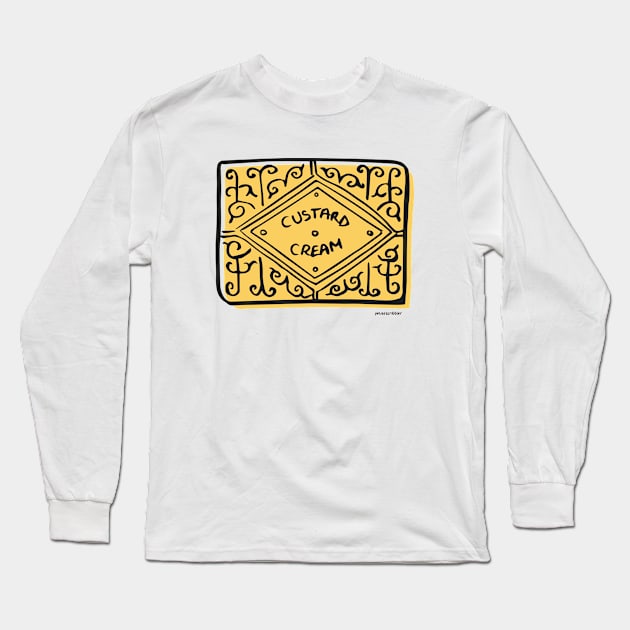 Custard Cream Biscuit Long Sleeve T-Shirt by petitescribbler